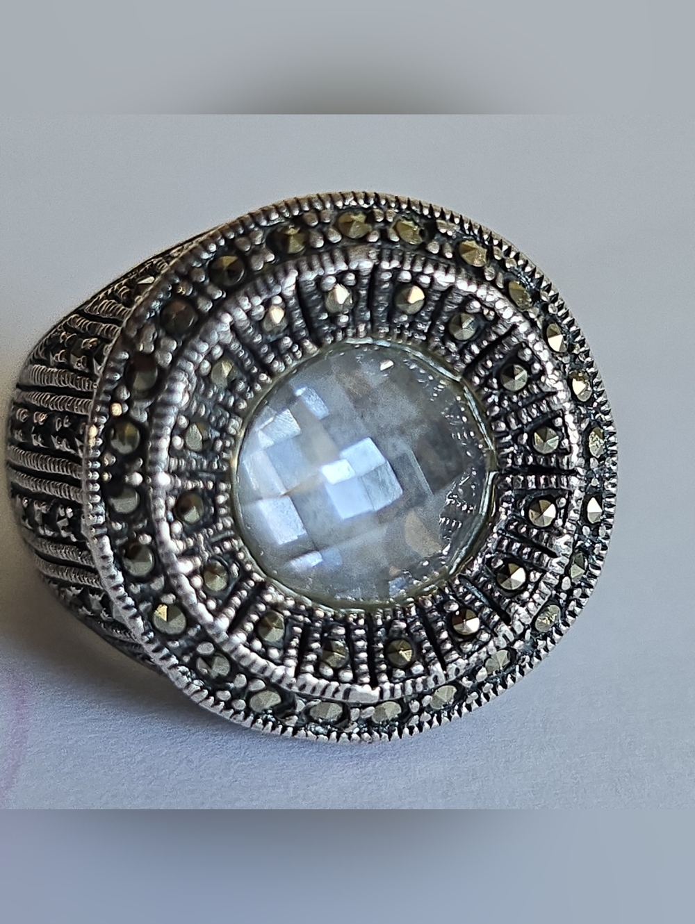 Vintage Sterling Silver 925 Marcasite Ring